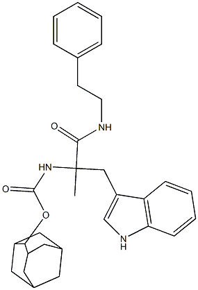 2-(Adamantan-2-yloxycarbonylamino)-3-(1H-indol-3-yl)-2-methyl-N-(2-phenylethyl)propionamide Struktur