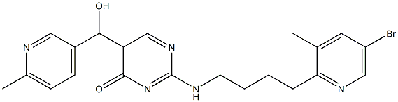 2-[[4-(3-Methyl-5-bromo-2-pyridinyl)butyl]amino]-5-[hydroxy(6-methyl-3-pyridinyl)methyl]pyrimidin-4(5H)-one Structure