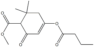 4-Butyryloxy-2,2-dimethyl-6-oxo-4-cyclohexene-1-carboxylic acid methyl ester,,结构式