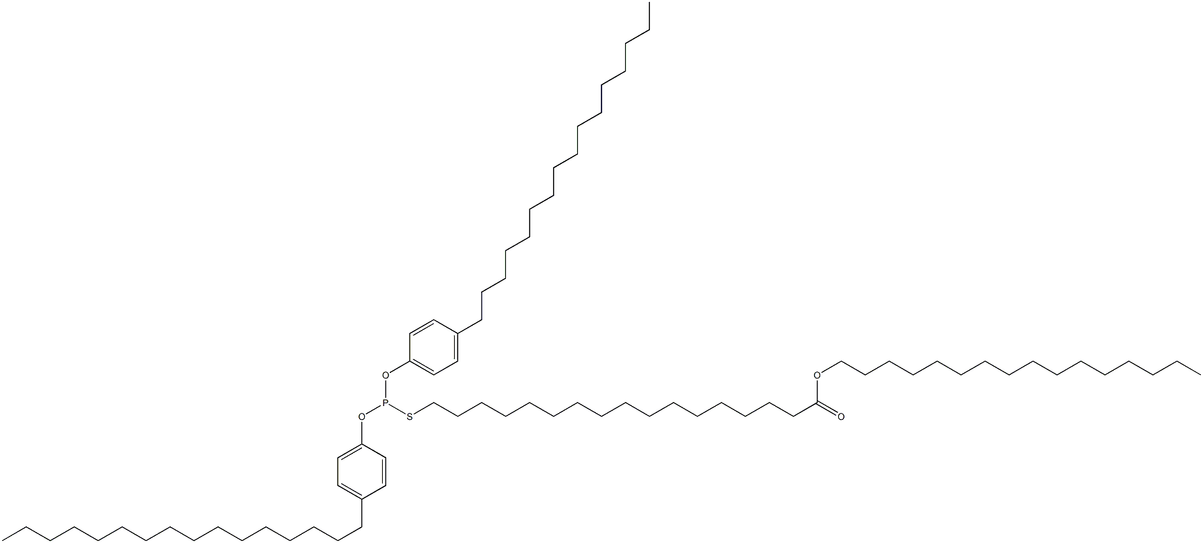 Thiophosphorous acid O,O-bis(4-hexadecylphenyl)S-(17-hexadecyloxy-17-oxoheptadecyl) ester Structure