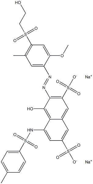 4-Hydroxy-3-[4-(2-hydroxyethylsulfonyl)-2-methoxy-5-methylphenylazo]-5-tosylamino-2,7-naphthalenedisulfonic acid disodium salt Struktur