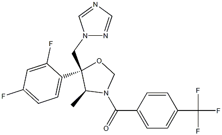 (4S,5R)-5-(2,4-ジフルオロフェニル)-4-メチル-3-[4-(トリフルオロメチル)ベンゾイル]-5-[(1H-1,2,4-トリアゾール-1-イル)メチル]オキサゾリジン 化学構造式