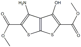 3-アミノ-4-ヒドロキシチエノ[2,3-b]チオフェン-2,5-ジカルボン酸ジメチル 化学構造式