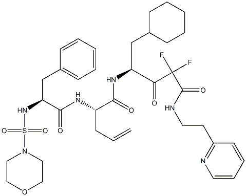 (4S)-4-[(S)-2-(N-モルホリノスルホニル-L-フェニルアラニルアミノ)-4-ペンテノイルアミノ]-5-シクロヘキシル-2,2-ジフルオロ-3-オキソ-N-[2-(2-ピリジニル)エチル]ペンタンアミド 化学構造式