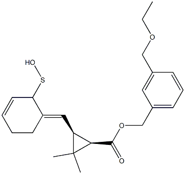 (1R,3S)-2,2-ジメチル-3-[[(3E)-2,3,4,5-テトラヒドロ-2-オキソチオフェン]-3-イリデンメチル]シクロプロパン-1-カルボン酸-3-(エトキシメチル)ベンジル 化学構造式