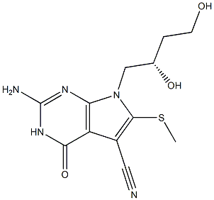 2-Amino-3,4-dihydro-6-methylthio-7-[(S)-2,4-dihydroxybutyl]-4-oxo-7H-pyrrolo[2,3-d]pyrimidine-5-carbonitrile,,结构式