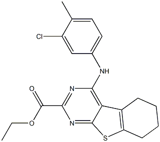 5,6,7,8-Tetrahydro-4-(3-chloro-4-methylphenylamino)[1]benzothieno[2,3-d]pyrimidine-2-carboxylic acid ethyl ester Struktur