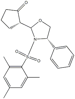 (2S)-2-[(2S,4S)-4-Phenyl-3-(2,4,6-trimethylphenylsulfonyl)oxazolidin-2-yl]-1-cyclopentanone Struktur