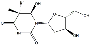 (5R,6R)-5,6-Dihydro-5-bromo-6-hydroxythymidine,,结构式