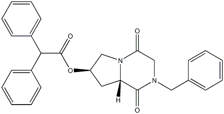 (6S,8R)-4-ベンジル-8-(ジフェニルアセチルオキシ)-1,4-ジアザビシクロ[4.3.0]ノナン-2,5-ジオン 化学構造式