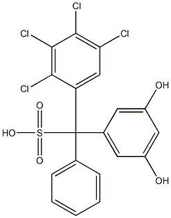 (2,3,4,5-テトラクロロフェニル)(3,5-ジヒドロキシフェニル)フェニルメタンスルホン酸 化学構造式
