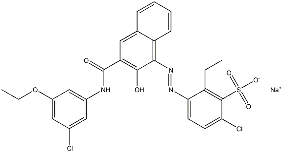 2-Chloro-6-ethyl-5-[[3-[[(3-chloro-5-ethoxyphenyl)amino]carbonyl]-2-hydroxy-1-naphtyl]azo]benzenesulfonic acid sodium salt Struktur
