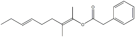 Phenylacetic acid 1,2-dimethyl-1,5-octadienyl ester Structure