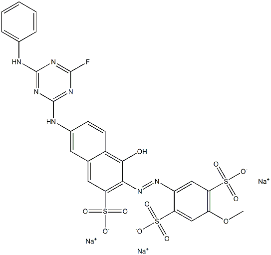 3-[4-Methoxy-2,5-bis(sulfo)phenylazo]-4-hydroxy-7-(4-fluoro-6-anilino-1,3,5-triazin-2-ylamino)-2-naphthalenesulfonic acid trisodium salt,,结构式