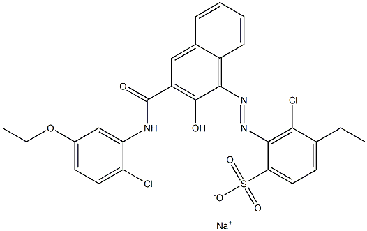 3-Chloro-4-ethyl-2-[[3-[[(2-chloro-5-ethoxyphenyl)amino]carbonyl]-2-hydroxy-1-naphtyl]azo]benzenesulfonic acid sodium salt Struktur