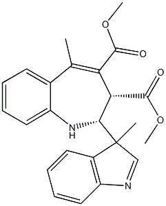 (2R,3S)-2,3-Dihydro-5-methyl-2-(3-methyl-3H-indol-3-yl)-1H-1-benzazepine-3,4-dicarboxylic acid dimethyl ester 结构式