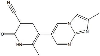 2-メチル-6-[(1,2-ジヒドロ-2-オキソ-3-シアノ-6-メチルピリジン)-5-イル]イミダゾ[1,2-a]ピリミジン 化学構造式