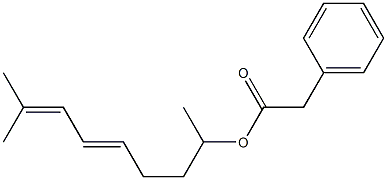Phenylacetic acid 1,7-dimethyl-4,6-octadienyl ester Structure