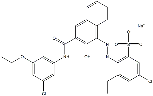 3-Chloro-5-ethyl-6-[[3-[[(3-chloro-5-ethoxyphenyl)amino]carbonyl]-2-hydroxy-1-naphtyl]azo]benzenesulfonic acid sodium salt Structure