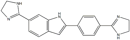 6-[(4,5-Dihydro-1H-imidazol)-2-yl]-2-[4-[(4,5-dihydro-1H-imidazol)-2-yl]phenyl]-1H-indole Struktur