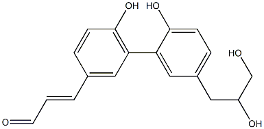 3-[2',6-ジヒドロキシ-5'-(2,3-ジヒドロキシプロピル)-1,1'-ビフェニル-3-イル]プロペナール 化学構造式