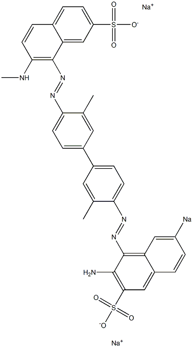 8-[[4'-[(2-Amino-7-sodiosulfo-1-naphthalenyl)azo]-3,3'-dimethyl-1,1'-biphenyl-4-yl]azo]-7-(methylamino)naphthalene-2-sulfonic acid sodium salt,,结构式