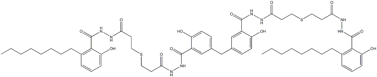 5,5'-Methylenebis[N'-[3-[[2-[[N'-(6-octylsalicyloyl)hydrazino]carbonyl]ethyl]thio]propionyl]salicylic hydrazide],,结构式