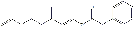 フェニル酢酸2,3-ジメチル-1,7-オクタジエニル 化学構造式
