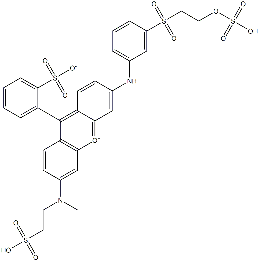 3-[メチル(2-スルホエチル)アミノ]-6-[[3-[[2-(スルホオキシ)エチル]スルホニル]フェニル]アミノ]-9-(2-スルホナトフェニル)キサンチリウム 化学構造式