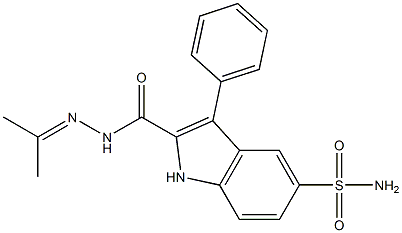 N-(Isopropylideneamino)-5-(aminosulfonyl)-3-phenyl-1H-indole-2-carboxamide,,结构式