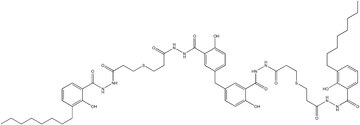 5,5'-メチレンビス[N'-[3-[[2-[[N'-(3-オクチルサリチロイル)ヒドラジノ]カルボニル]エチル]チオ]プロピオニル]サリチル酸ヒドラジド] 化学構造式