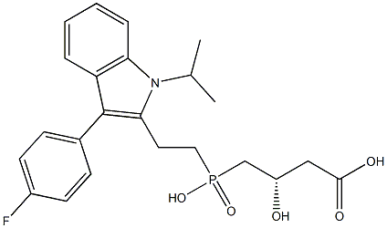 (3S)-3-Hydroxy-4-[hydroxy[2-[1-isopropyl-3-(4-fluorophenyl)-1H-indol-2-yl]ethyl]phosphinyl]butyric acid Struktur