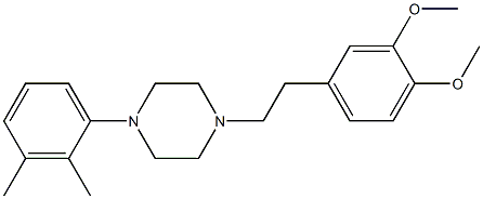 1-(3,4-ジメトキシフェネチル)-4-(2,3-キシリル)ピペラジン 化学構造式