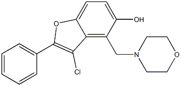 3-クロロ-4-(モルホリノメチル)-2-フェニルベンゾフラン-5-オール 化学構造式