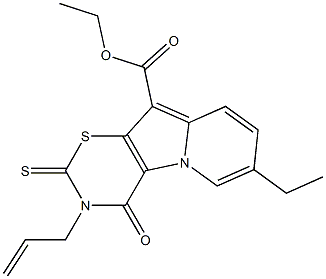 3,4-Dihydro-4-oxo-2-thioxo-3-allyl-7-ethyl-2H-1,3-thiazino[6,5-b]indolizine-10-carboxylic acid ethyl ester