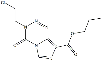 3-(2-クロロエチル)-3,4-ジヒドロ-4-オキソイミダゾ[5,1-d]-1,2,3,5-テトラジン-8-カルボン酸プロピル 化学構造式