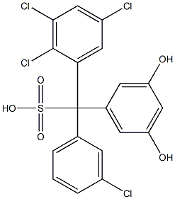 (3-Chlorophenyl)(2,3,5-trichlorophenyl)(3,5-dihydroxyphenyl)methanesulfonic acid Struktur