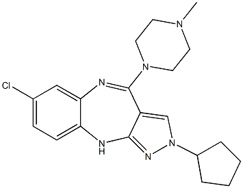2-Cyclopentyl-4-(4-methylpiperazin-1-yl)-7-chloro-2,10-dihydropyrazolo[3,4-b][1,5]benzodiazepine,,结构式