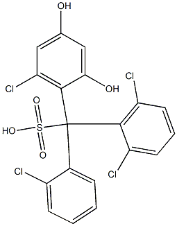 (2-Chlorophenyl)(2,6-dichlorophenyl)(6-chloro-2,4-dihydroxyphenyl)methanesulfonic acid Structure