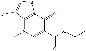 3-クロロ-4-エチル-7-オキソチエノ[3,2-b]ピリジン-6-カルボン酸エチル 化学構造式