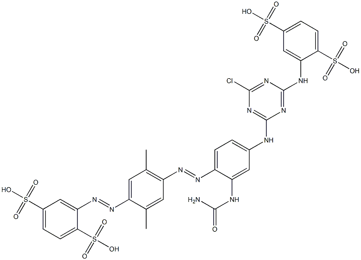 2-[4-[4-[4-Chloro-6-(2,5-disulfoanilino)-1,3,5-triazin-2-ylamino]-2-ureidophenylazo]-2,5-dimethylphenylazo]-1,4-benzenedisulfonic acid Structure