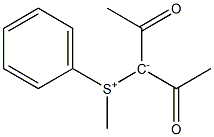 Diacetyl[methyl(phenyl)sulfonio]methaneide Struktur