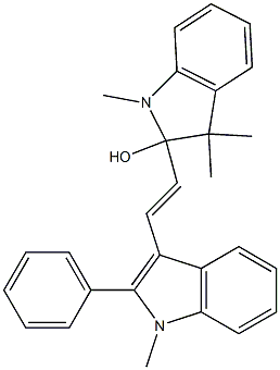 1,3,3-Trimethyl-2-[2-(1-methyl-2-phenyl-1H-indol-3-yl)vinyl]indolin-2-ol 结构式
