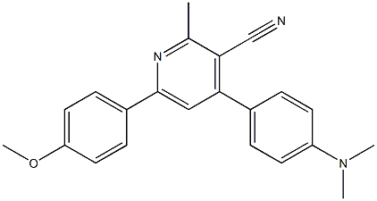 2-メチル-4-(4-ジメチルアミノフェニル)-6-(4-メトキシフェニル)ピリジン-3-カルボニトリル 化学構造式