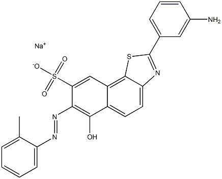 2-(3-Aminophenyl)-6-hydroxy-7-[(2-methylphenyl)azo]naphtho[2,1-d]thiazole-8-sulfonic acid sodium salt,,结构式