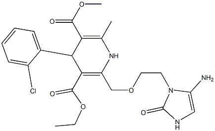 4-(2-Chlorophenyl)-1,4-dihydro-2-[2-[(4-amino-2,3-dihydro-2-oxo-1H-imidazol)-3-yl]ethoxymethyl]-6-methylpyridine-3,5-dicarboxylic acid 3-ethyl 5-methyl ester Struktur