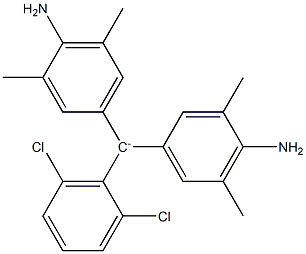 Bis(4-amino-3,5-dimethylphenyl)(2,6-dichlorophenyl)methylium,,结构式