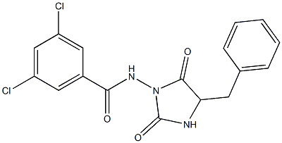 3-(3,5-Dichlorobenzoylamino)-5-benzylimidazolidine-2,4-dione Struktur