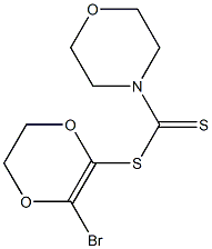 モルホリン-4-(ジチオぎ酸)(3-ブロモ-5,6-ジヒドロ-1,4-ジオキシン)-2-イル 化学構造式