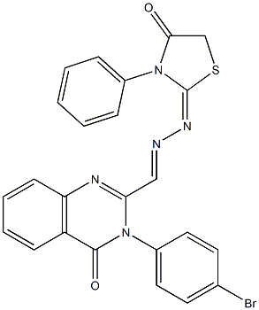 3-(4-Bromophenyl)-2-[2-[(2,3,4,5-tetrahydro-3-phenyl-4-oxothiazole)-2-ylidene]hydrazonomethyl]quinazoline-4(3H)-one 结构式